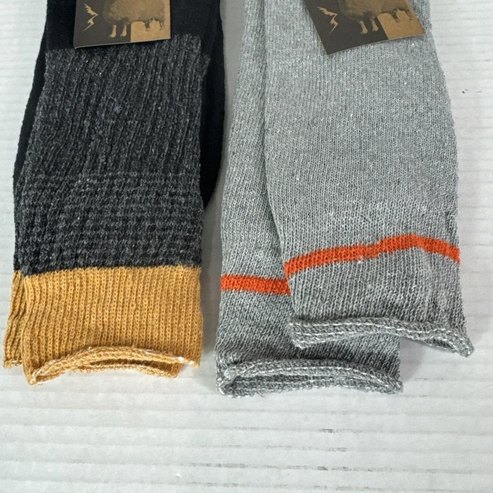 Lamb's Wool Blend Socks NEW Men's US 10-13 Lot of 2 Gray Orange Calf Length 1393